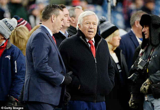 Kraft (right) visited Orchids of Asia Day Spa on the just hours before watching the Patriots beat Kansas City in the Super Bowl playoffs